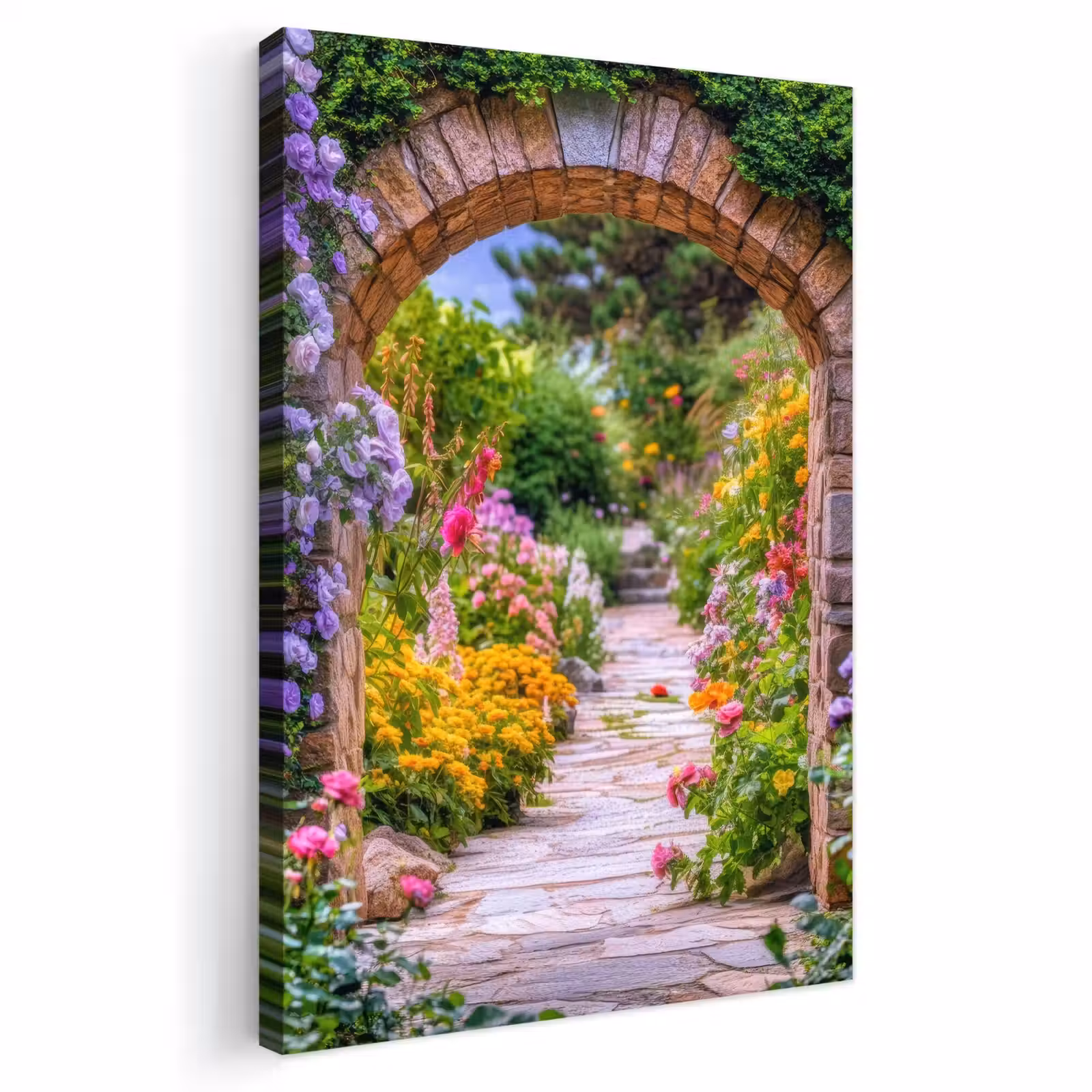 Buiten canvas - Doorkijk - Bloemen - Pad - Natuur — 1