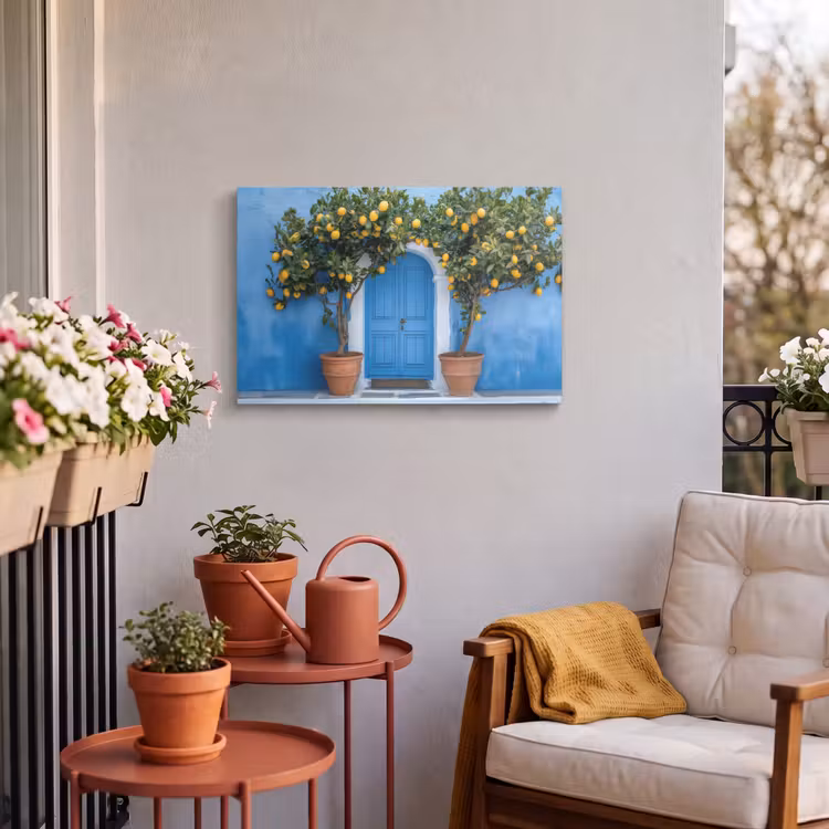 Buiten canvas - Citroenbomen - Geel - Deur - Potten — 3