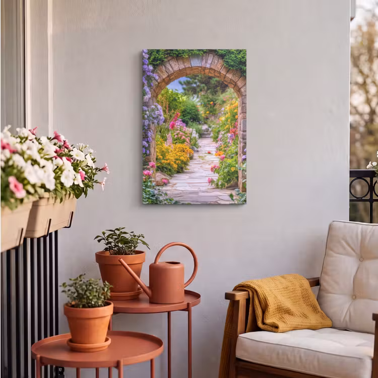 Buiten canvas - Doorkijk - Bloemen - Pad - Natuur — 3