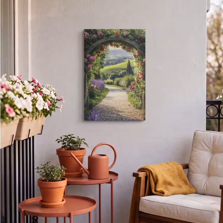 Buiten canvas - Doorkijk - Tuinboog - Bloemen - Natuur - Pad — 3
