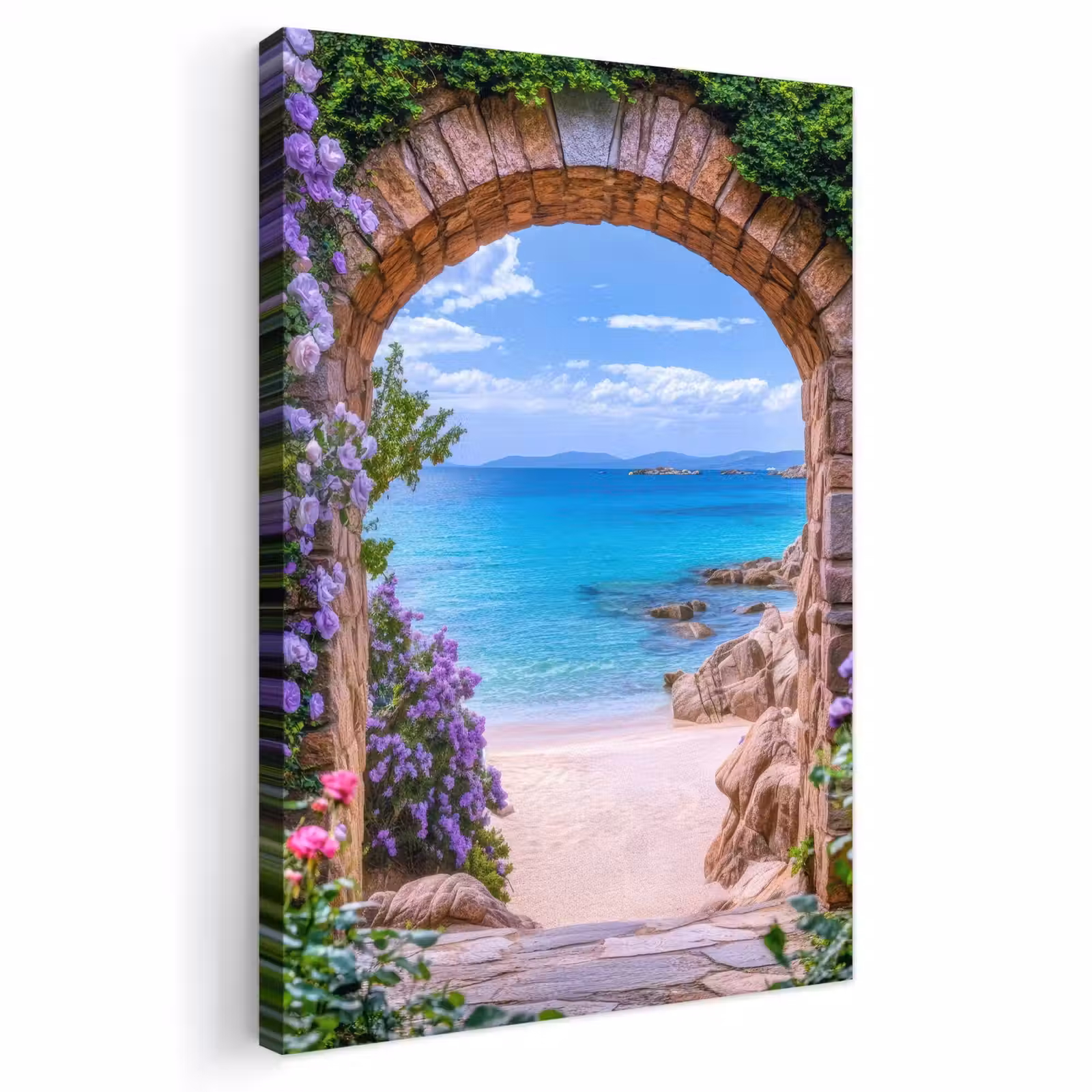 Buiten canvas - Doorkijk - Poort - Zee - Strand - Rotsen — 1