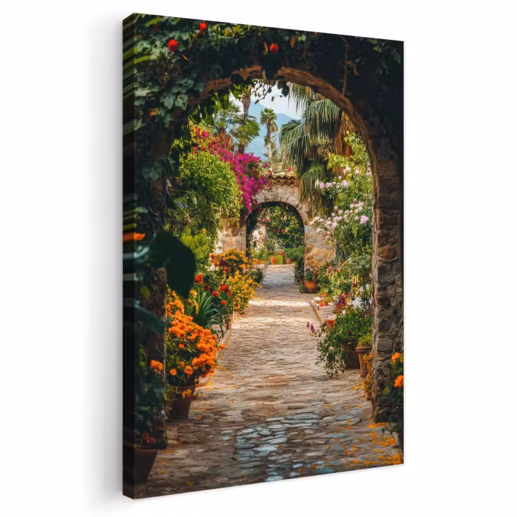 Buiten canvas - Doorkijk - Bloemen - Poort - Stenen — 1
