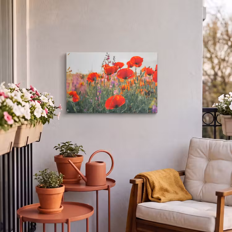 Buiten canvas - Klaproos - Bloemen - Rood - Paars - Weide — 3
