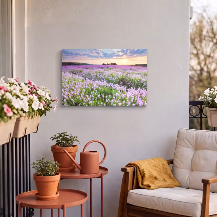 Buiten canvas - Lavendel - Bloemen - Zonsondergang - Paars - Weide — 3