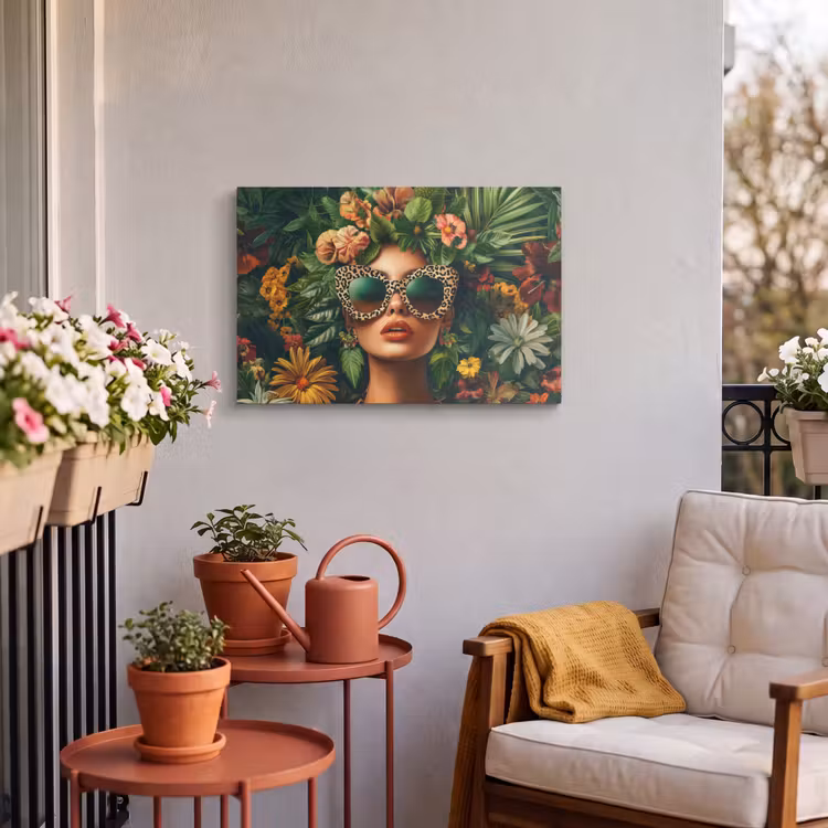 Buiten canvas - Vrouw - Panterprint - Jungle - Natuur - Luxe — 3