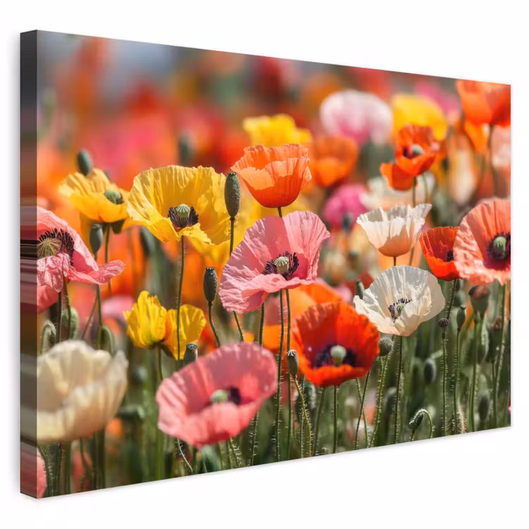 Buiten canvas - Bloemenveld - Klaprozen - Kleurrijk — 1