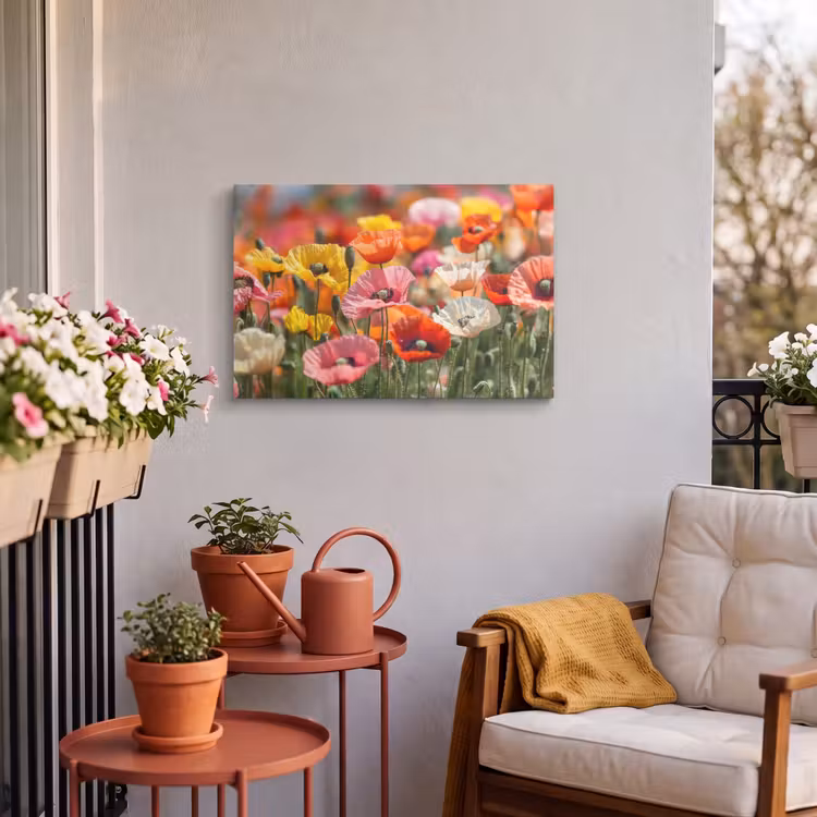 Buiten canvas - Bloemenveld - Klaprozen - Kleurrijk — 3