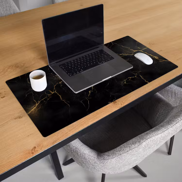 Bureau onderlegger - Zwart marmer - Gouden aders - Klassiek — 2