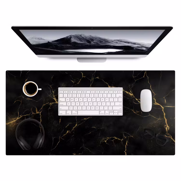 Bureau onderlegger - Zwart marmer - Gouden aders - Klassiek — 3