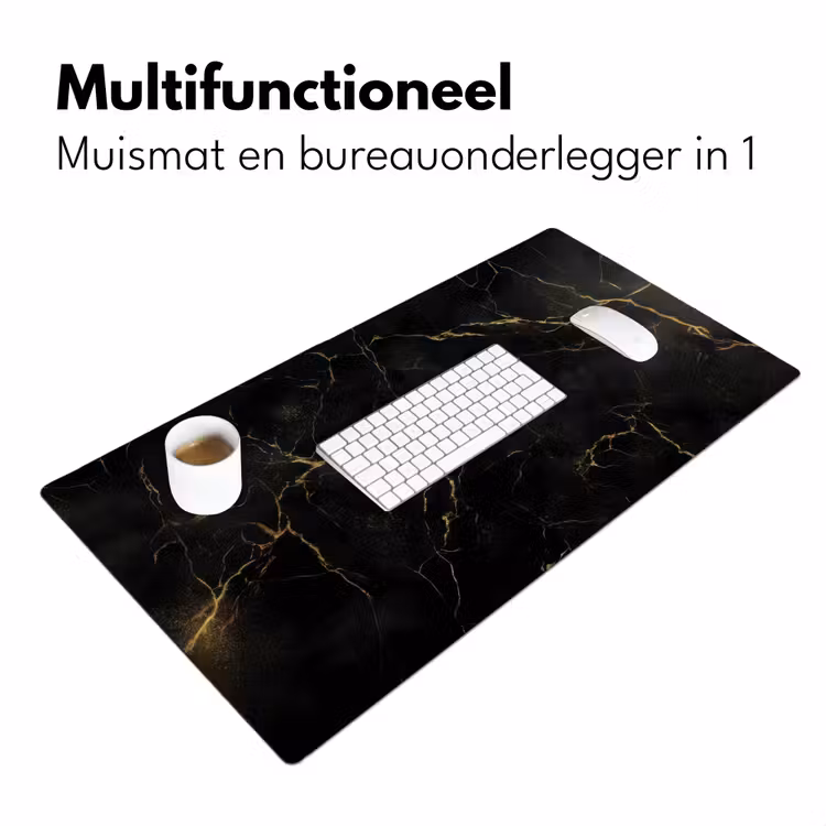 Bureau onderlegger - Zwart marmer - Gouden aders - Klassiek — 6