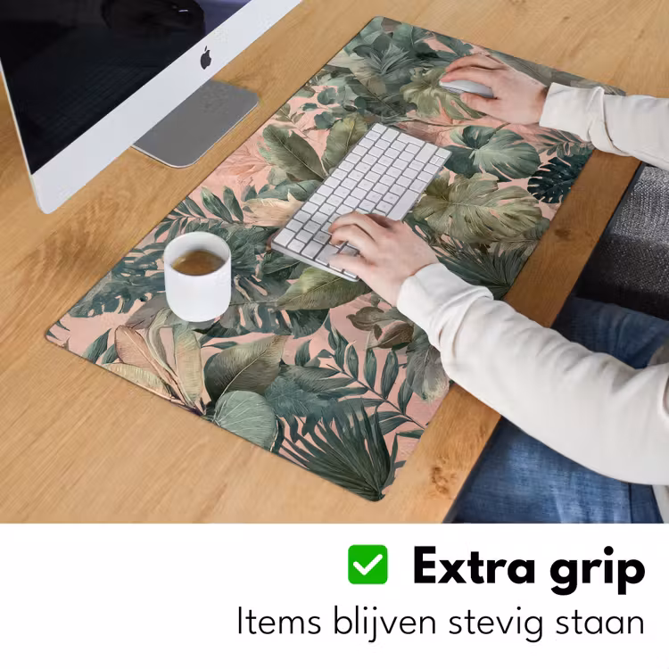 Bureau onderlegger - Compositie van bladeren - Groen - Roze — 5