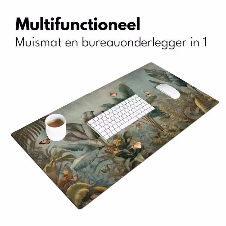 Bureau onderlegger - Tropisch bladerdek - Vlinders - groen - Bruin — 6