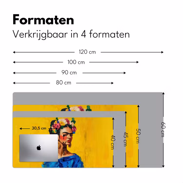 Bureau onderlegger - Frida Kahlo - Vrouw - Geel - Blauw - Bloemen — 7