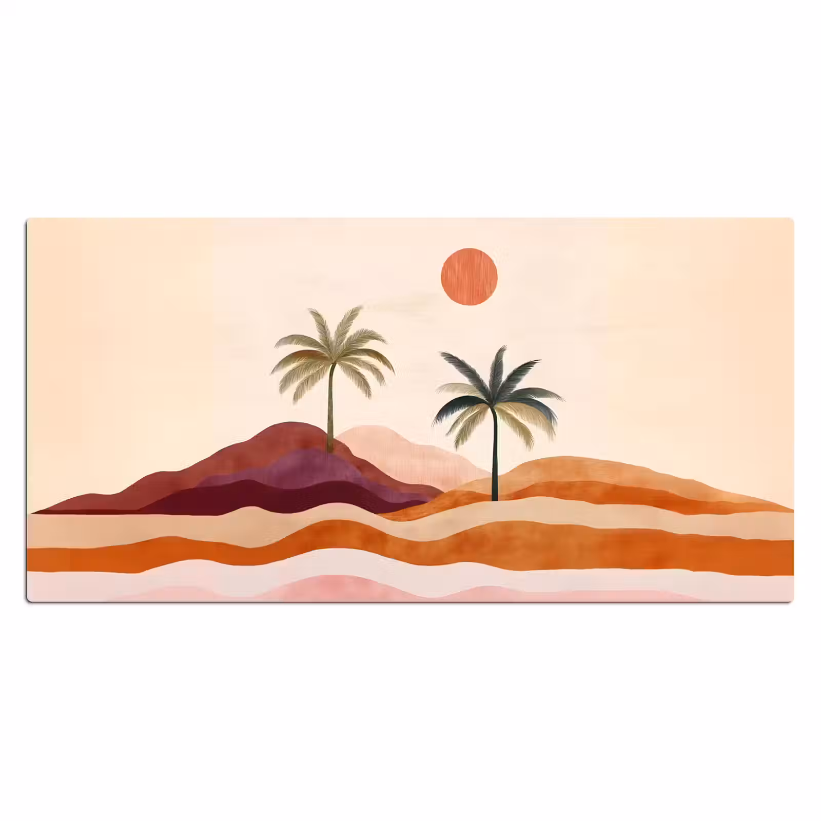 Bureau onderlegger - Palmbomen - Abstract - Zon - Heuvels — 1