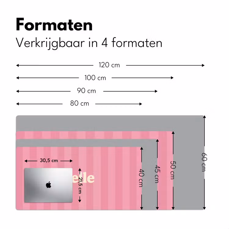 Bureau onderlegger - Roze - Gestreept - Belle — 7