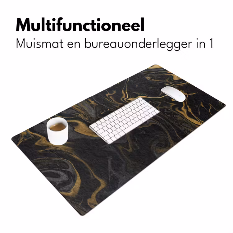 Bureau onderlegger - Marmer - Textuur - Grijs - Goud - Marmerlook - Luxe — 6