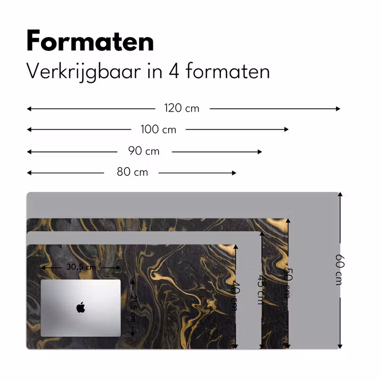 Bureau onderlegger - Marmer - Textuur - Grijs - Goud - Marmerlook - Luxe — 7