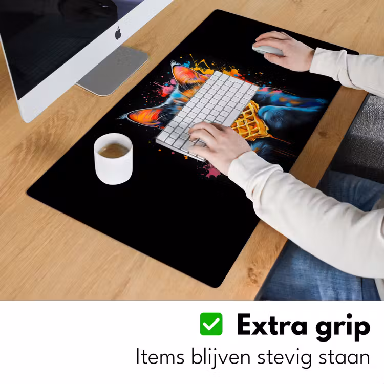 Bureau onderlegger - Kat - Graffiti - Kleurrijk - Wafel - Eten — 5