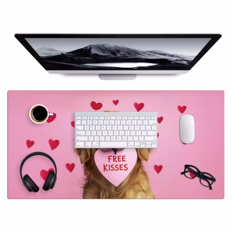 Bureau onderlegger - Hond - Kiss- Valentijn - Hartjes — 3