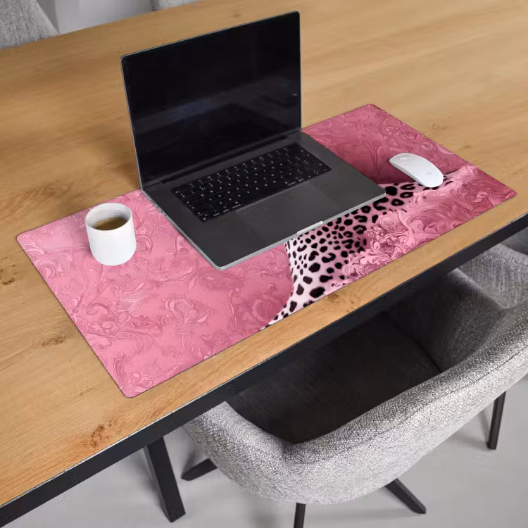 Bureau onderlegger - Panter - Luxe - Roze — 2