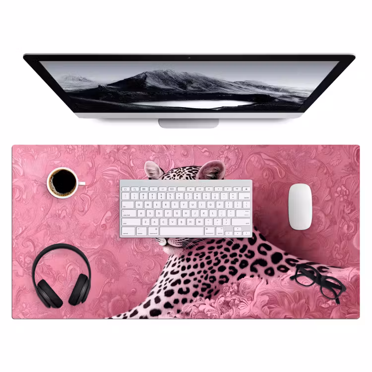 Bureau onderlegger - Panter - Luxe - Roze — 3