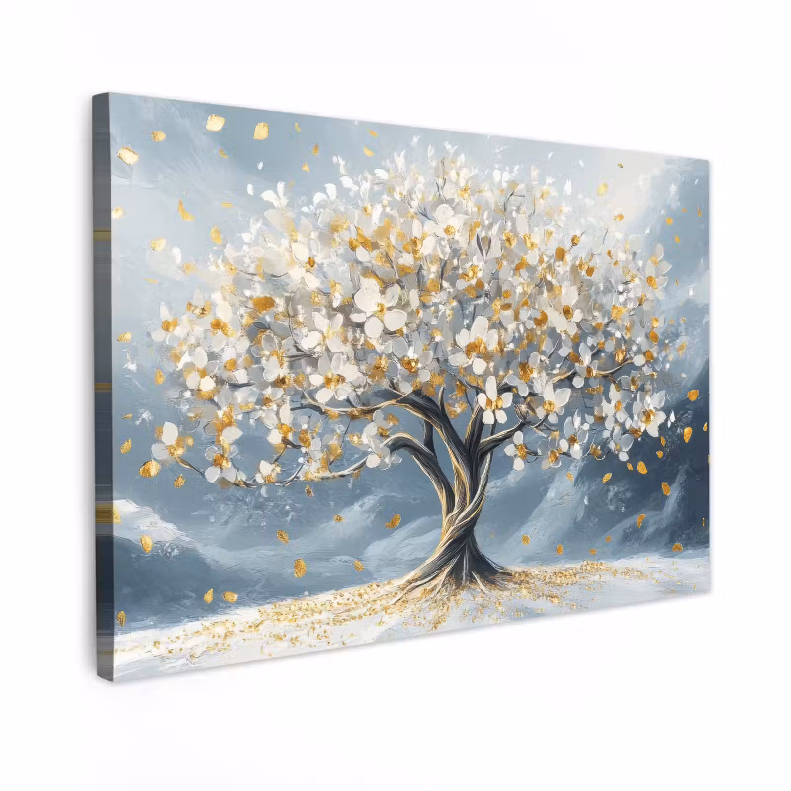 Canvas schilderij - Boom - Winter - Levensboom - Modern - Goud — 1