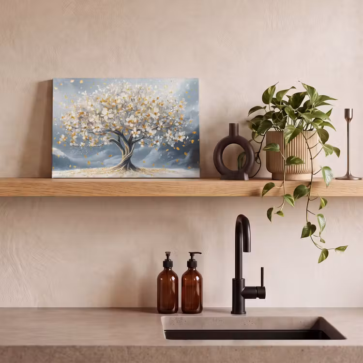 Canvas schilderij - Boom - Winter - Levensboom - Modern - Goud — 3