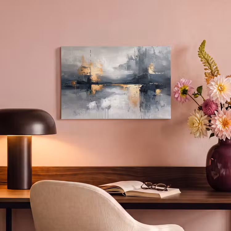 Canvas schilderij - Kunst - Grijs - Goud - Abstract — 4