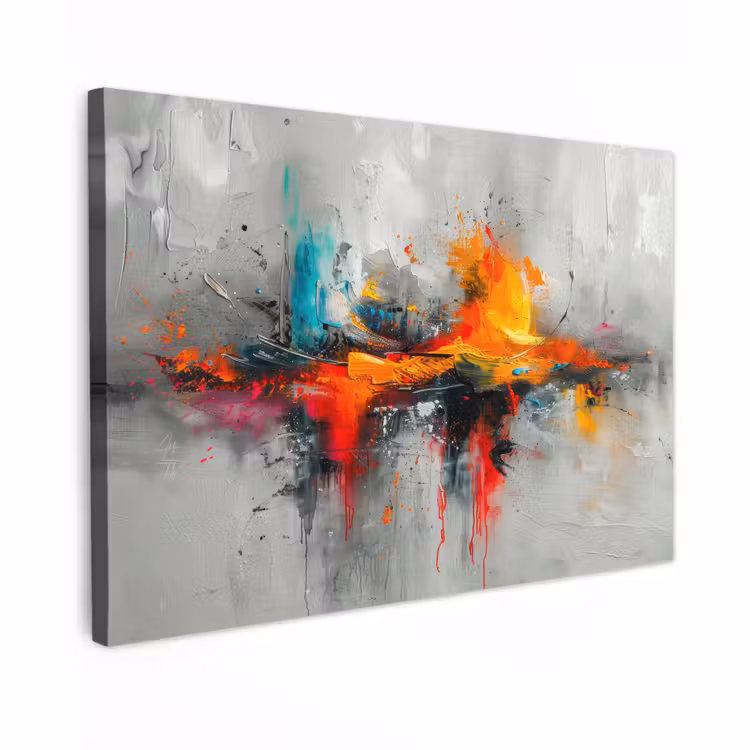 Canvas schilderij - Moderne kunst - Oranje - Grijs - Abstract — 1