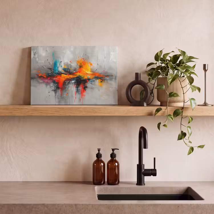 Canvas schilderij - Moderne kunst - Oranje - Grijs - Abstract — 3