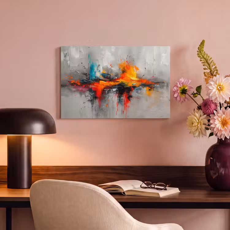 Canvas schilderij - Moderne kunst - Oranje - Grijs - Abstract — 4