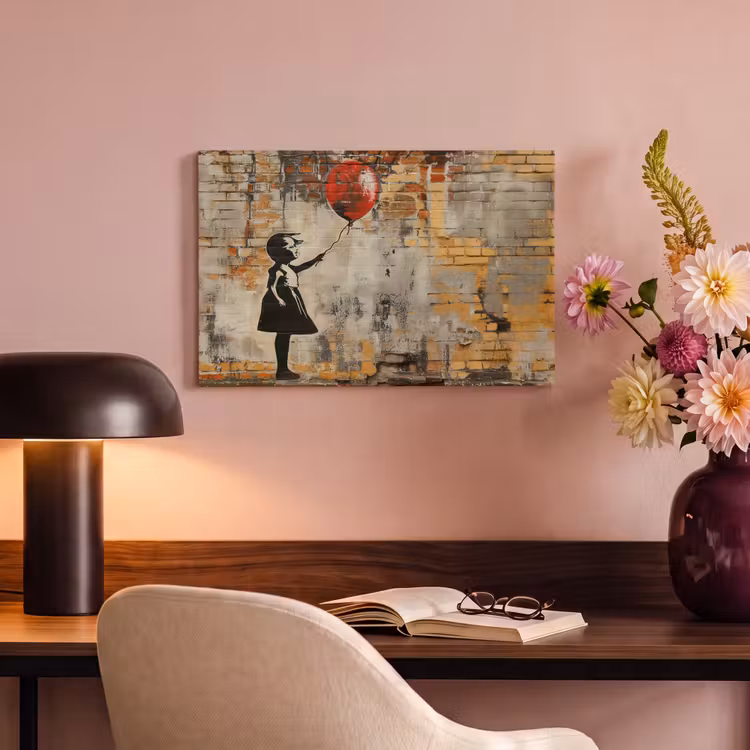 Canvas schilderij - Graffiti - Banksy - Meisje - Street art — 4