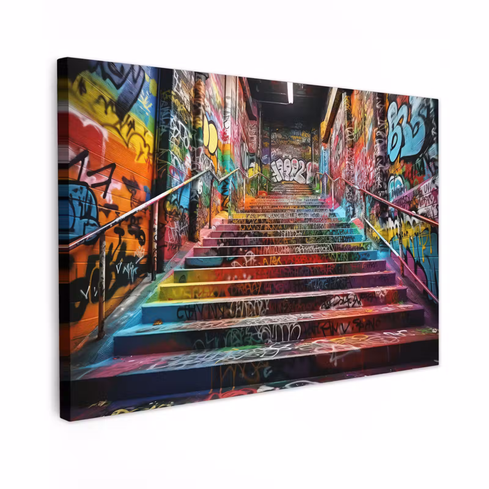 Canvas schilderij - Trap - Graffiti - Kleuren - Kunst — 1