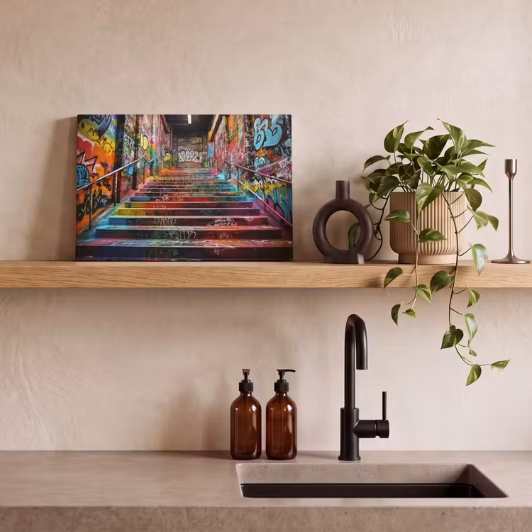 Canvas schilderij - Trap - Graffiti - Kleuren - Kunst — 3