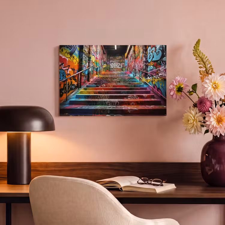 Canvas schilderij - Trap - Graffiti - Kleuren - Kunst — 4