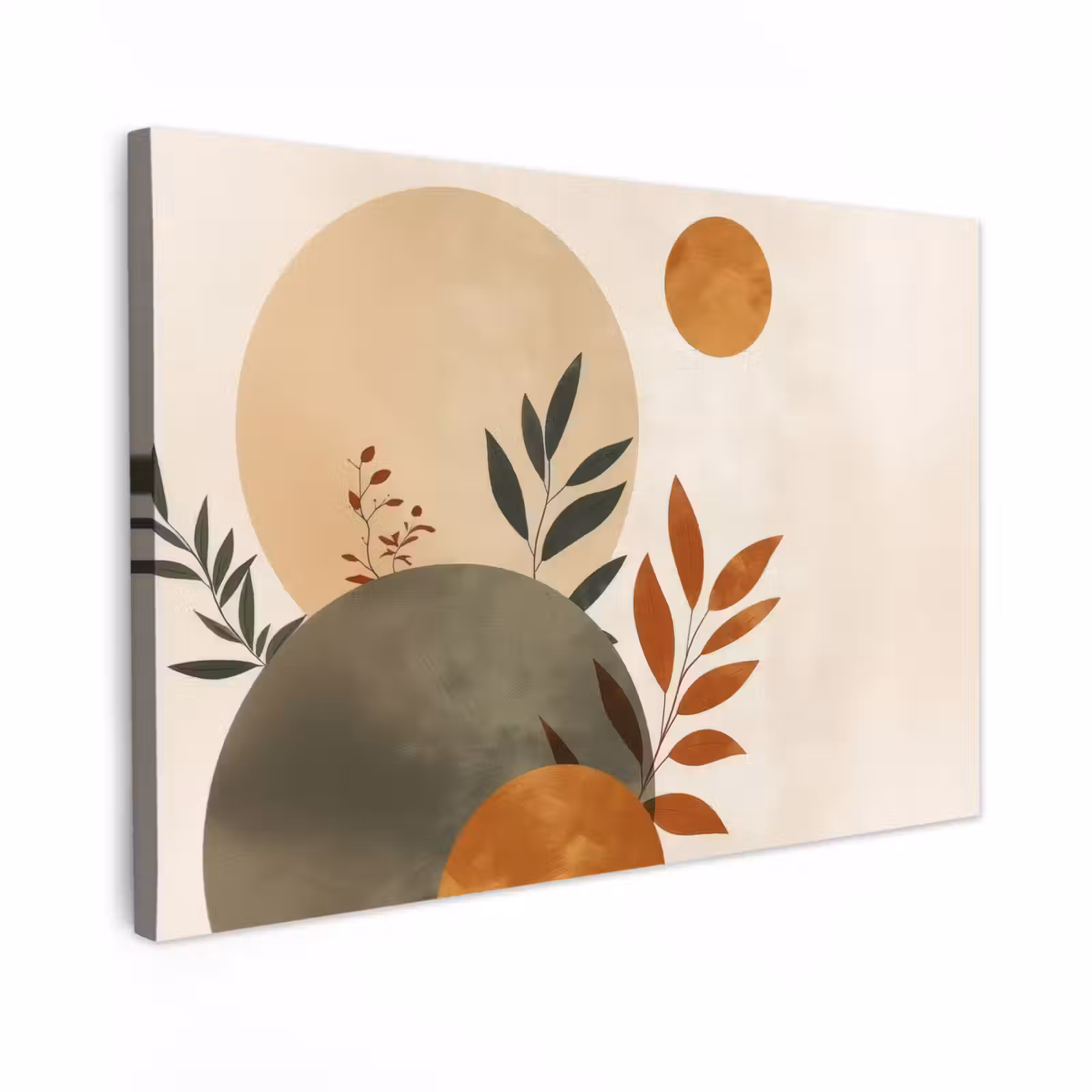 Canvas schilderij - Vormen - Rond - Bladeren - Beige — 1
