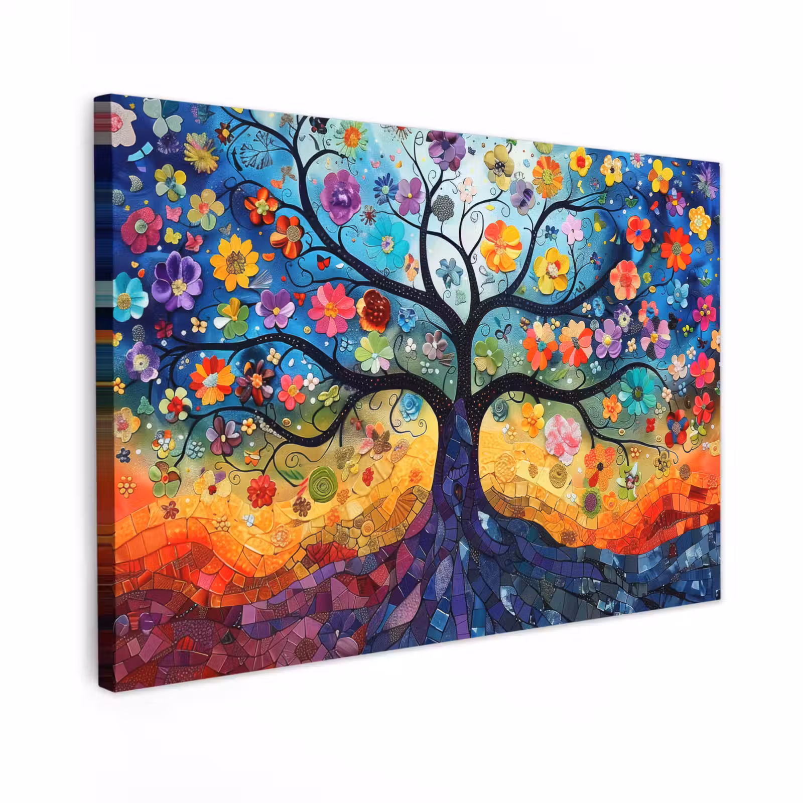 Canvas schilderij - Kunst - Levensboom - Bloemen - Hippie — 1
