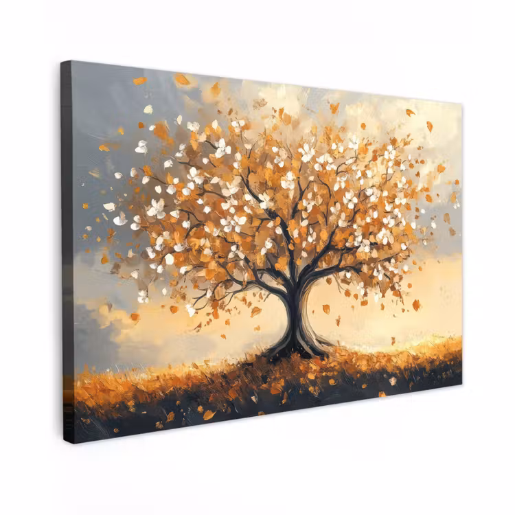 Canvas schilderij - Herfst - Boom - Oranje - Bladeren - Levensboom - Abstract — 1