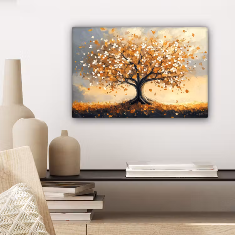 Canvas schilderij - Herfst - Boom - Oranje - Bladeren - Levensboom - Abstract — 5
