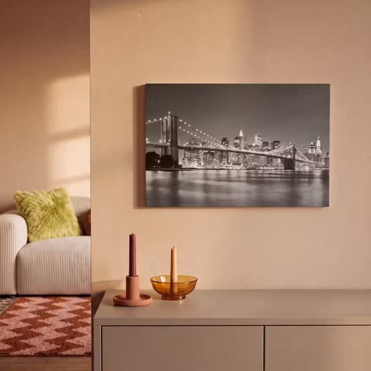 Canvas schilderij - New York - Brug - Brooklyn - Zwart wit - Architectuur — 2