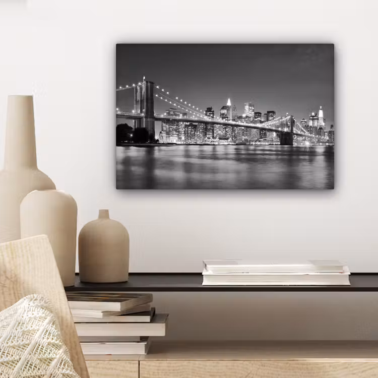 Canvas schilderij - New York - Brug - Brooklyn - Zwart wit - Architectuur — 5