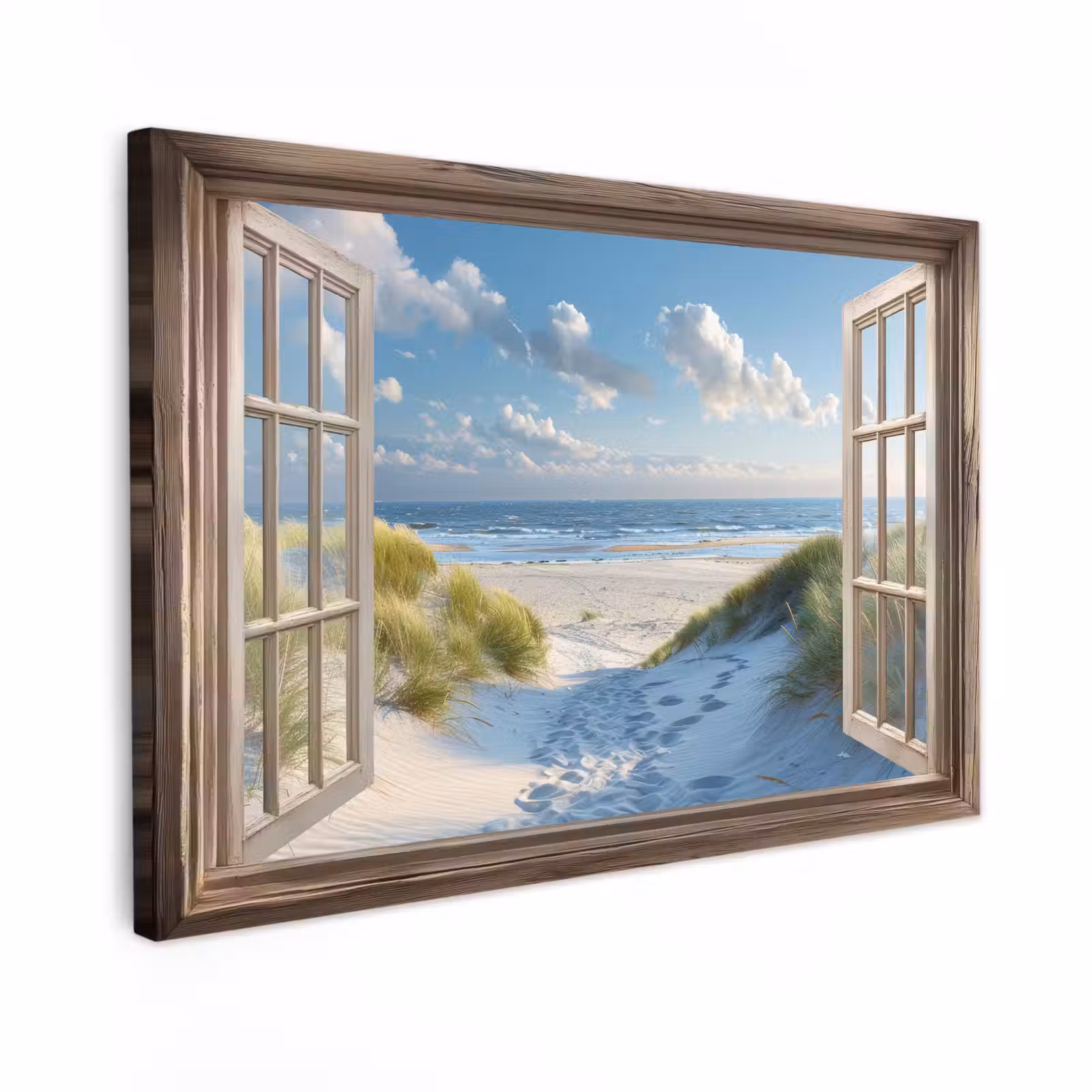 Canvas schilderij - Doorkijk - Strand - Raam - Duinen - Zee — 1