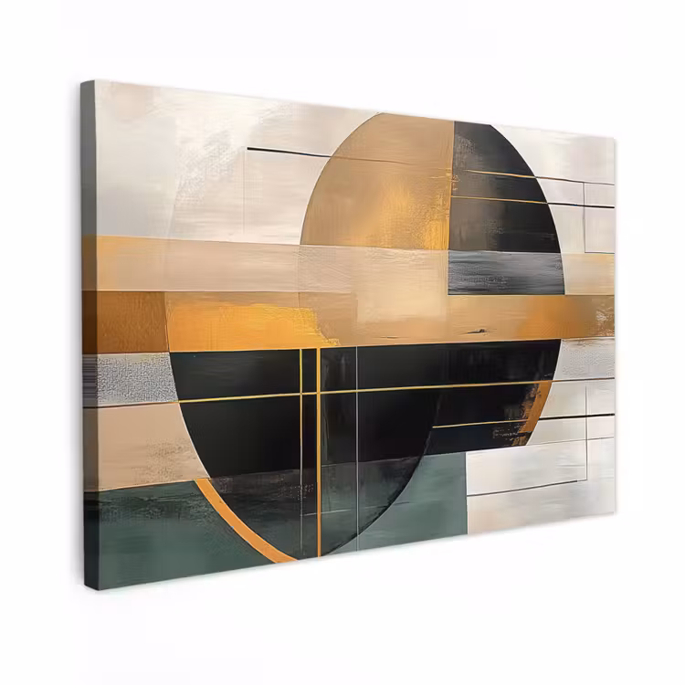 Canvas schilderij - Abstract - Goud - Brons - Groen - Vormen - Modern — 1