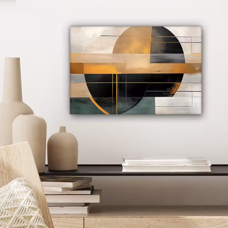 Canvas schilderij - Abstract - Goud - Brons - Groen - Vormen - Modern — 5