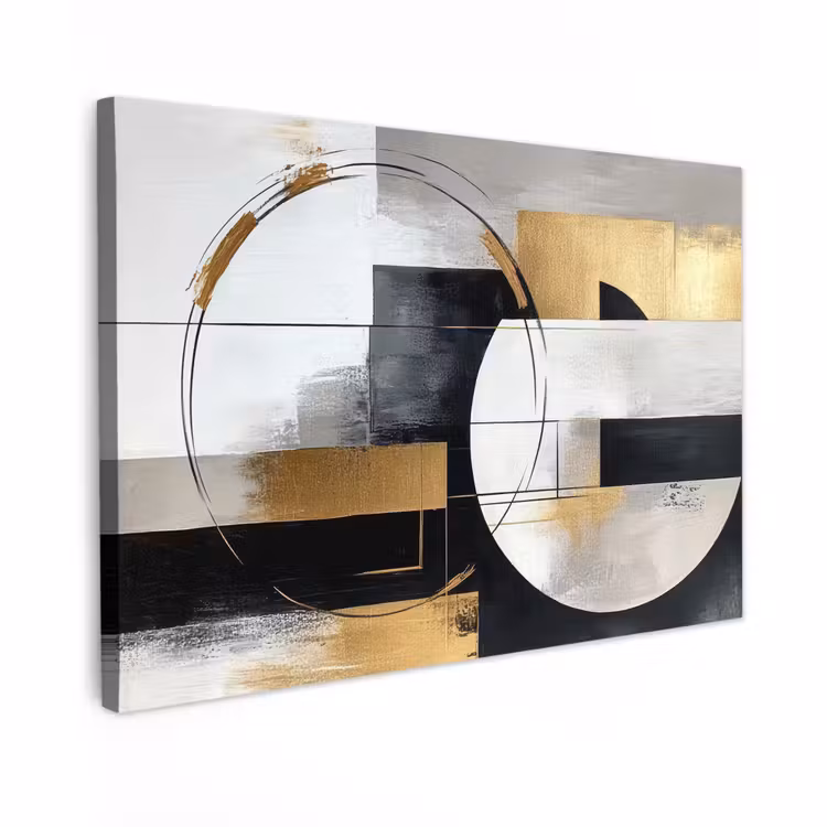 Canvas schilderij - Abstract - Goud - Zilver - Vormen - Aesthetic — 1
