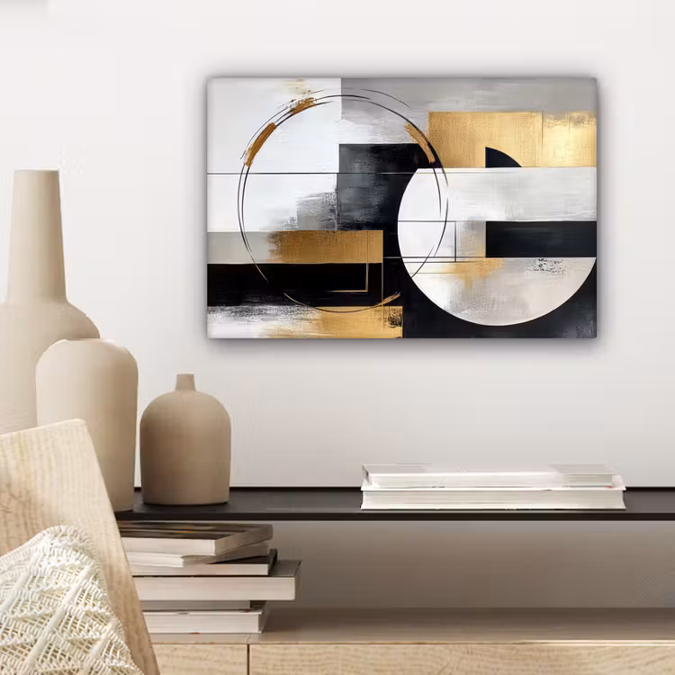 Canvas schilderij - Abstract - Goud - Zilver - Vormen - Aesthetic — 5