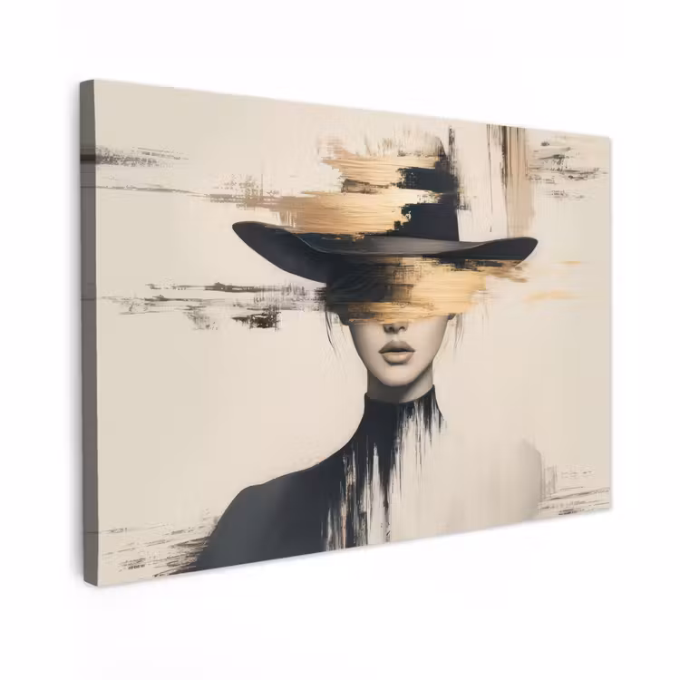 Canvas schilderij - Vrouw - Hoed - Verf — 1