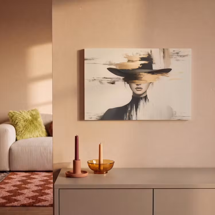 Canvas schilderij - Vrouw - Hoed - Verf — 2