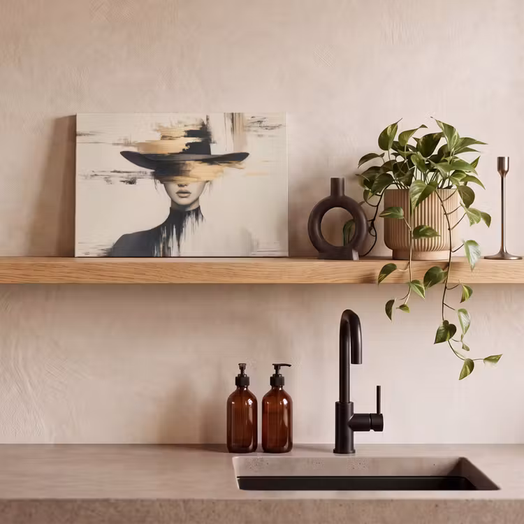 Canvas schilderij - Vrouw - Hoed - Verf — 3