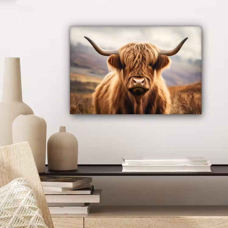 Canvas schilderij - Schotse hooglander - Landschap - Dier — 5
